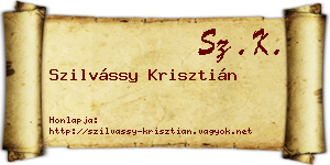 Szilvássy Krisztián névjegykártya